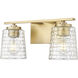 Saben 2 Light 15 inch Vintage Brass Vanity Light Wall Light